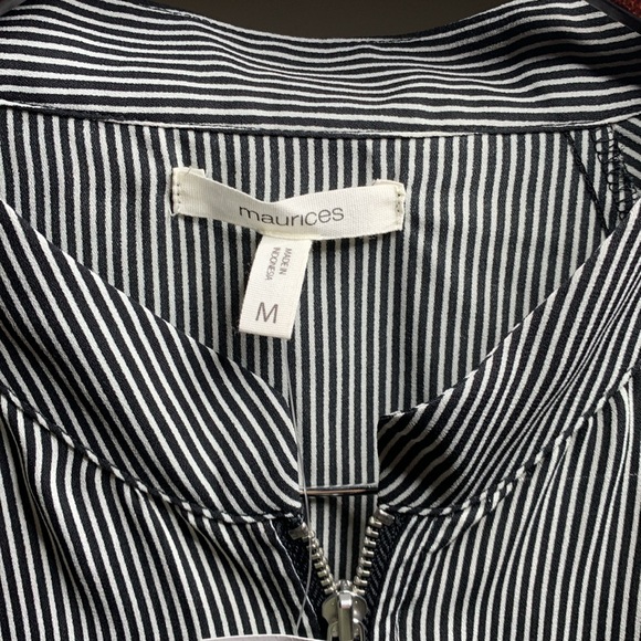 Maurices, black white striped front ruched cuff,  waistband lightweight jacket M - Picture 4 of 13